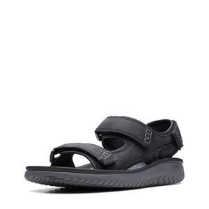Clarks Wesley Bay Flat Sandal, Black Synthetic, 13 Medium